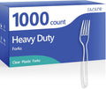 1000 Count Plastic Forks Heavy Duty, Plastic Silverware Clear Forks, Premium Disposable Forks Bulk, BPA-Free, Heat