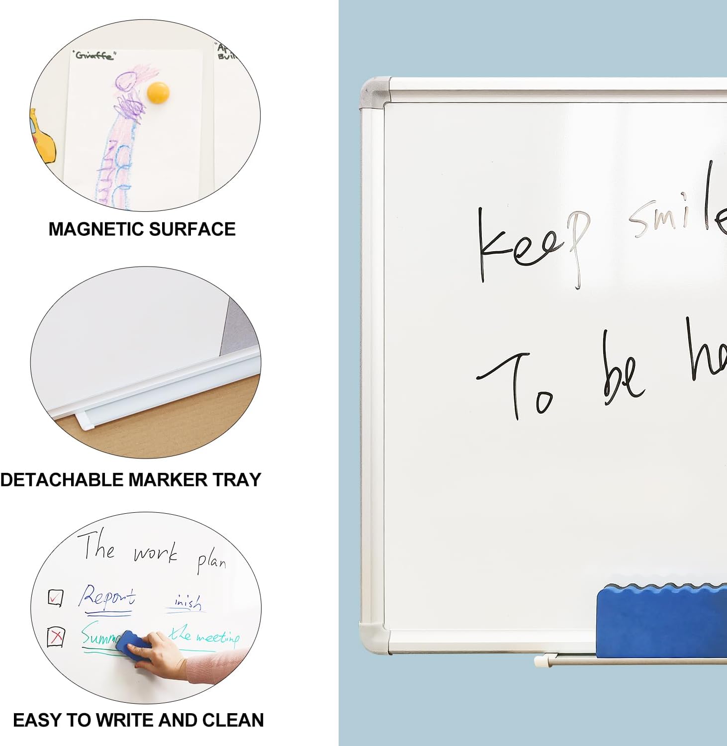Grey Felt Bulletin & Magnetic Dry Erase Combo Board, 24 x 18 Inch, Wall Mounted Whiteboard/Grey Felt Bulletin