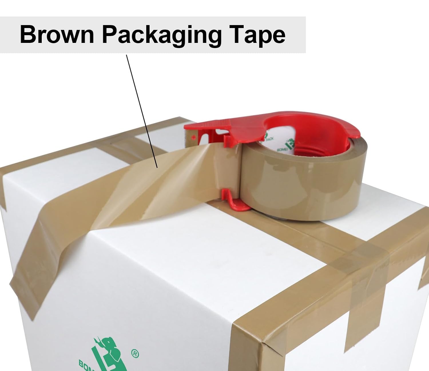 Brown Packing Tape Refills, Heavy Duty 12Rolls with 1 Dispenser for Packaging, Shipping and Moving, 2.4Mil 1.88 Inch
