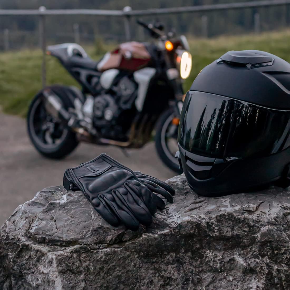 Mens Touchscreen Full Finger Motorcycle Riding Gloves GM028