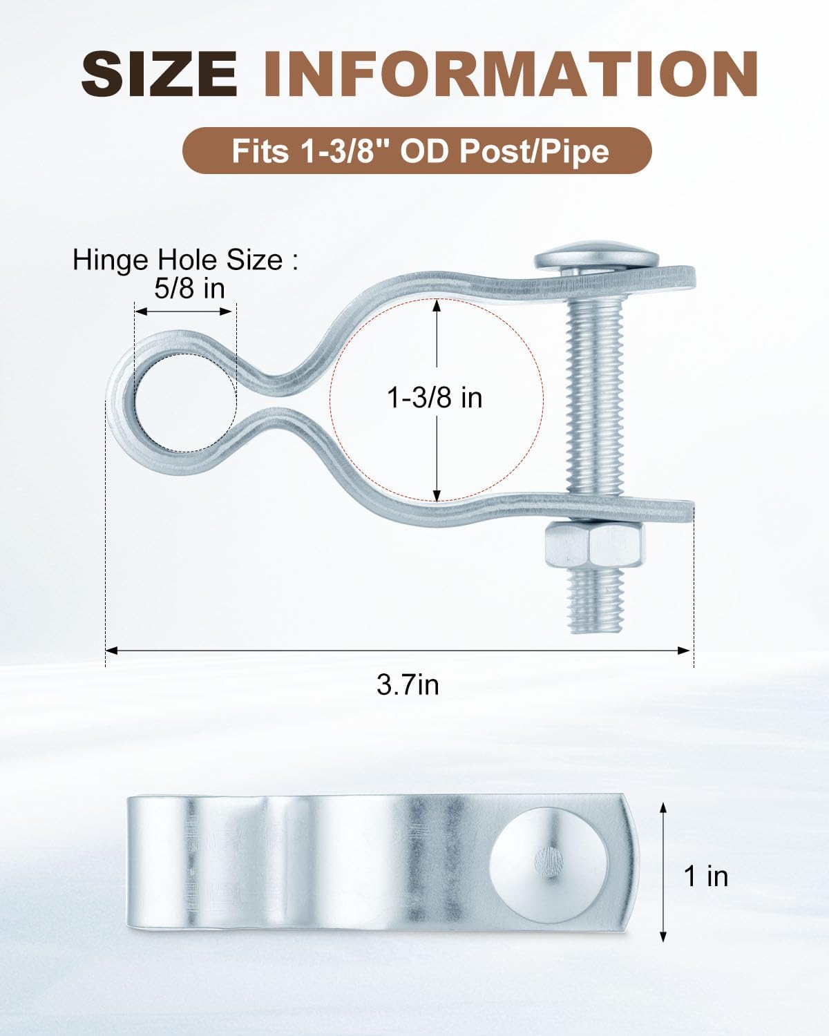 Gate Frame Hinges Fit 1-3/8" OD, Galvanized Chain Link Fence Gate Hinges