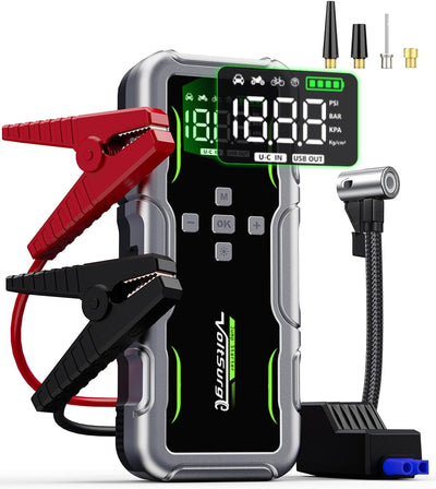 8000A Jump Starter with Air Compressor, 12V Portable Battery Jumper Starter Pack(All Gas/10.0L Diesel) for Car, Jump