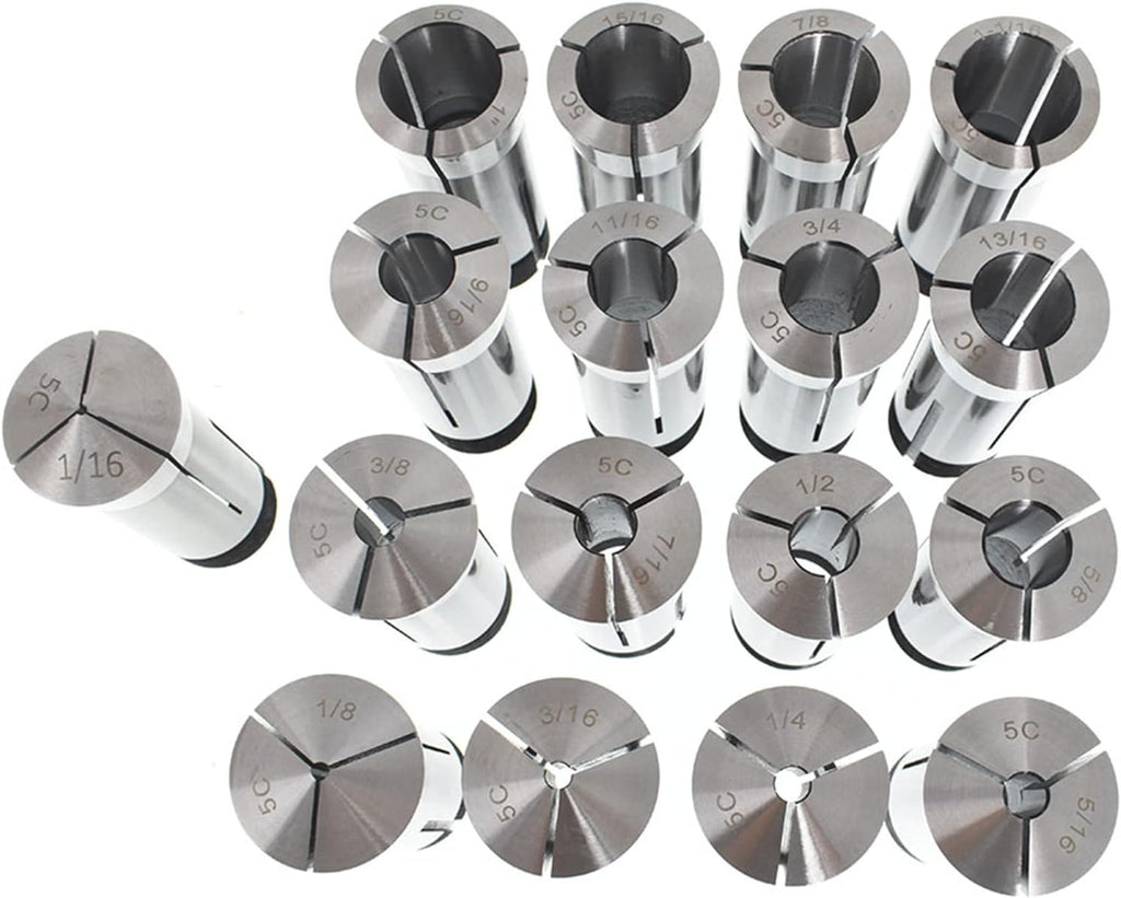 waltyotur 5C Collet Set 1/16-1-1/16" 5C CNC Milling Machine Tools 17 Pcs
