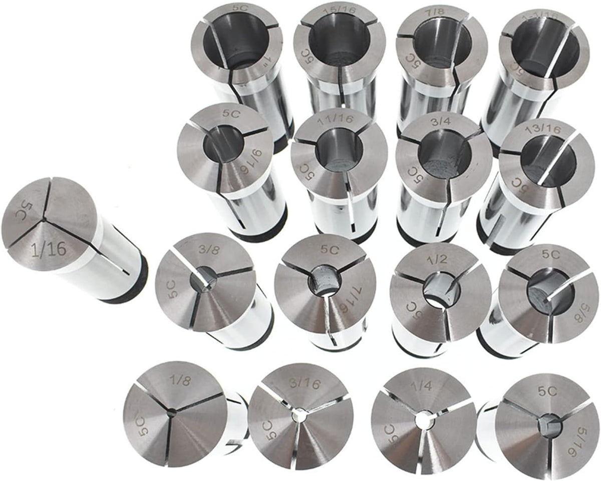 waltyotur 5C Collet Set 1/16-1-1/16" 5C CNC Milling Machine Tools 17 Pcs