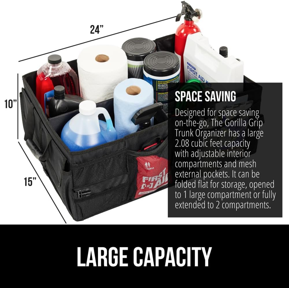 Trunk Organizer for SUV and Cars, Large Capacity Collapsible Car Trunk Storage Organizer, Heavy Duty Car Accessories