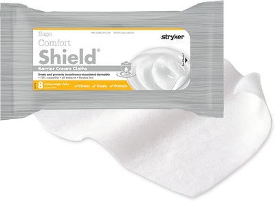 Comfort Shield Barrier Cream Cloths for Incontinence Skin Care - 24 Packages - 8 Cloths per Package - Clean, Treat