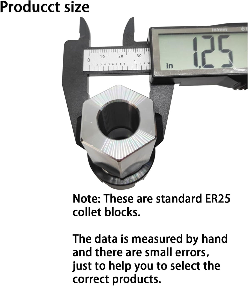 ER-25 Hex Collet Chuck Block, Workholding Holder, 0.005 mm Accuracy, High Concentricity, Finish Machining