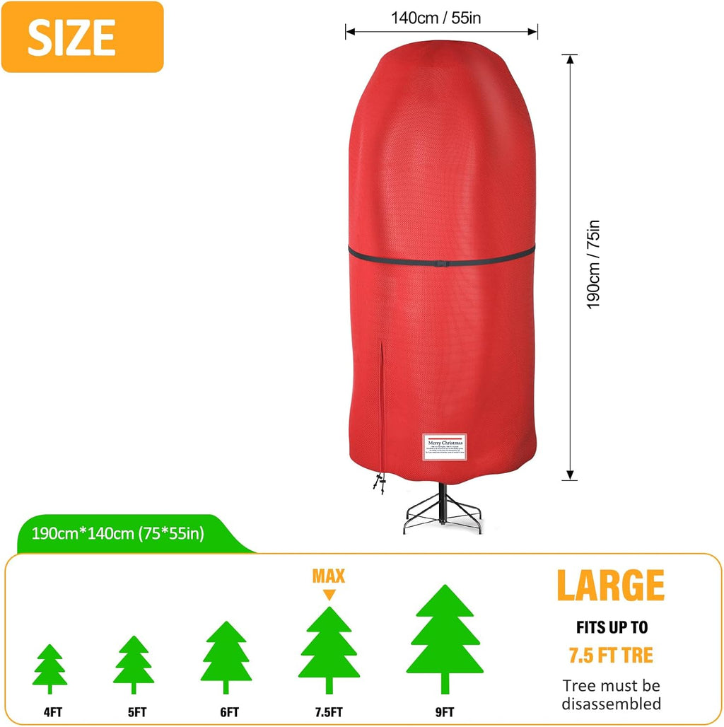 Upright Christmas Tree Storage Bag,Oxford Fabric Tear Resistant Adjustable 7.5FT Christmas Tree Storage Bag for