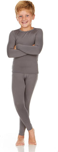 Thermal Underwear for Kids, Boys Thermal Underwear Set, Base Layers for Skiing, Long Johns for Boys Kids (Grey, X-Small)