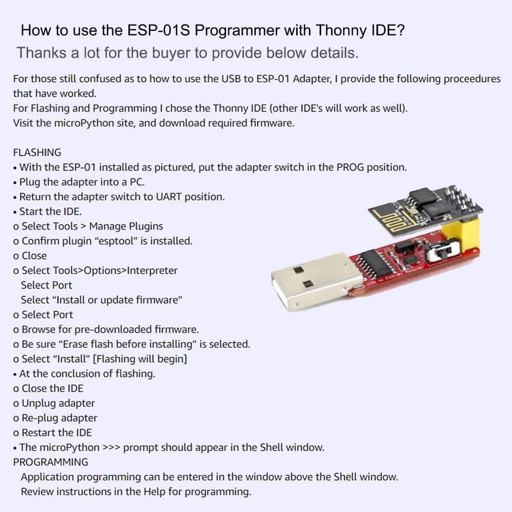 ESP-01S Programmer ESP8266 WiFi Module USB to ESP-01 Adapter CH340G Wireless Driver 4.5V - 5.5V