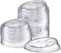[100 Count] Crystal Clear Strawless PET Plastic Lids for 12, 16, 20 & 24 oz. Milkshake Cups - (Formerly Comfy Package)