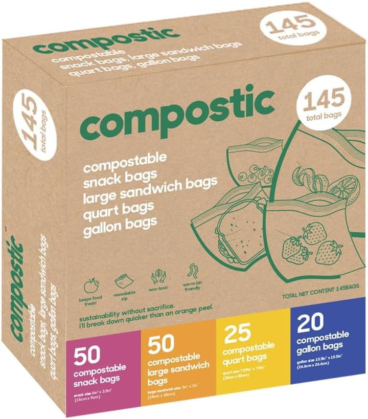 Compostable Sandwich, Snack, Gallon, Quart Bags Variety, 145 Ct