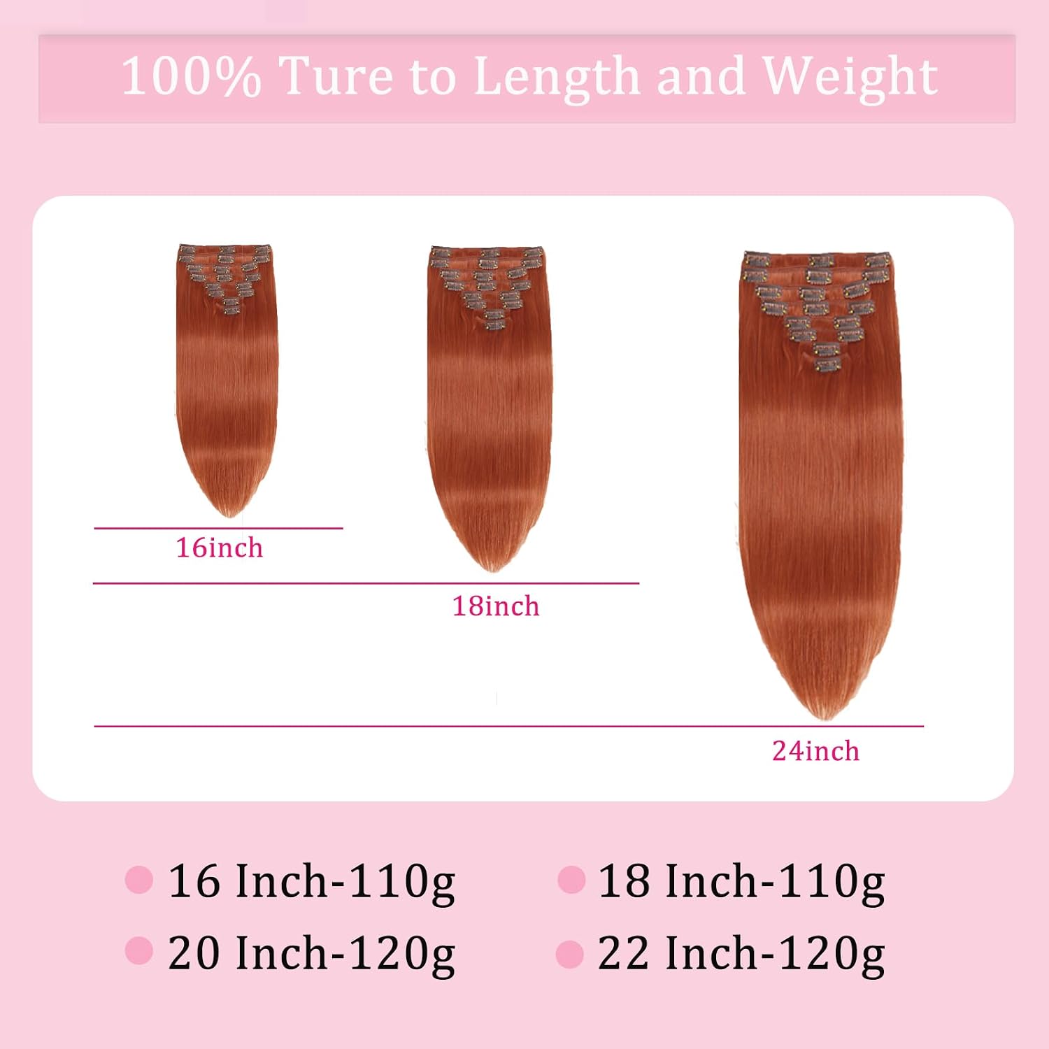 20inch Clip in Hair Extensions Real Human Hair, 120g 8pcs Double Weft with 18clips Clip on Hair Extensions Smooth
