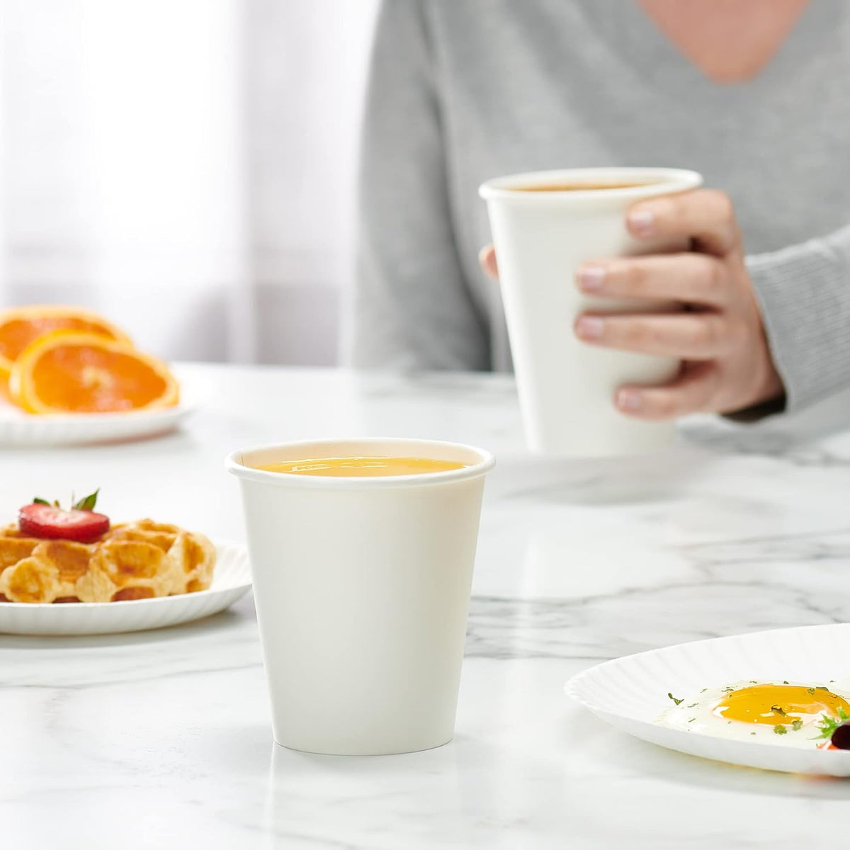12 oz Disposable White Paper Cups [300 Count] Hot Coffee Cups