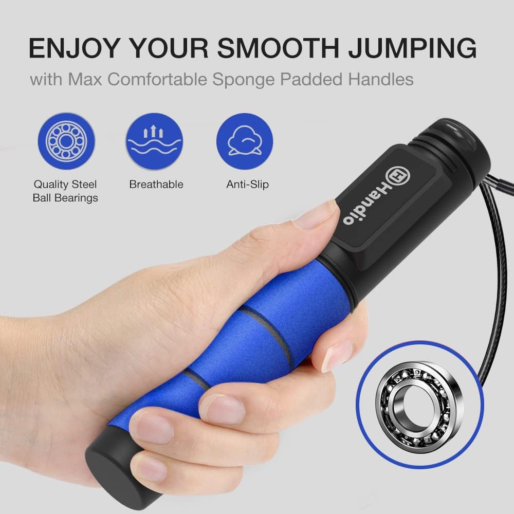 Jump Rope, H Handio Jump Rope with Counter, Workout Jumping Rope with Steel Ball Bearings, Adjustable Length Speed