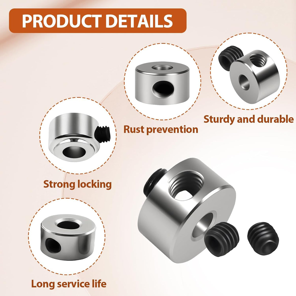 12pcs Set Screw Collars 5.05mm Bore Shaft Collars Screw Style