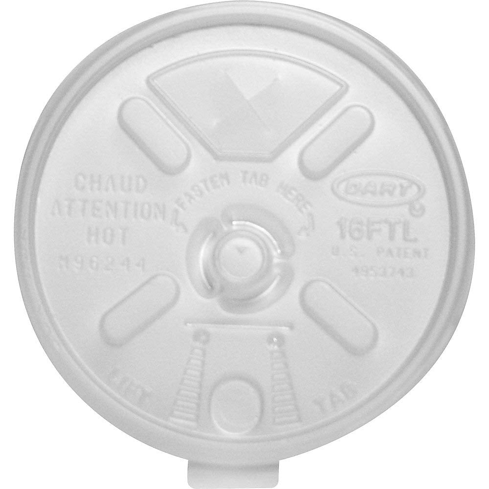 16FTLS Translucent Lift N' Lock Straw Slotted Lid, for 16 oz. Hot or Cold Cups (Case of 1000)