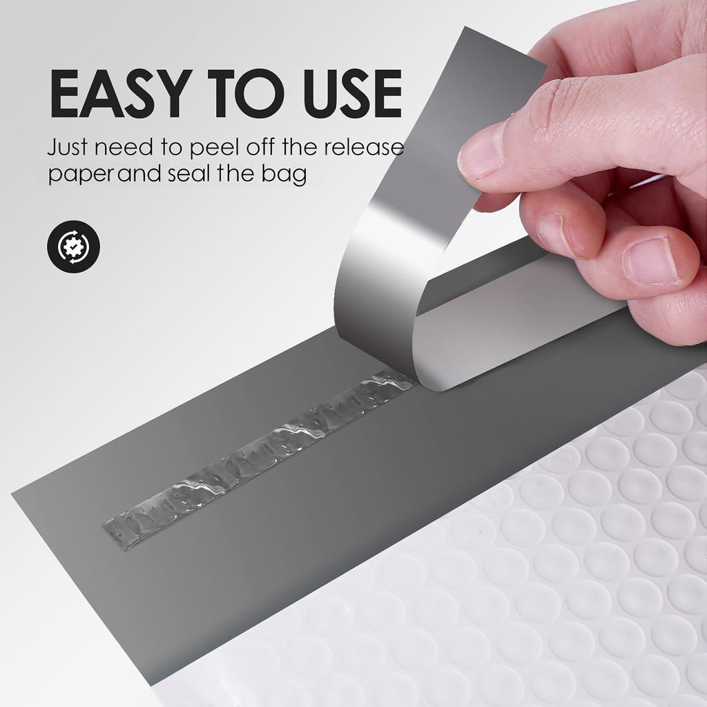 Bubble Mailers 4x8" 50 Pack Grey and White Padded Envelopes Mailers Waterproof Usable Size 4x7 Self-Seal Padded