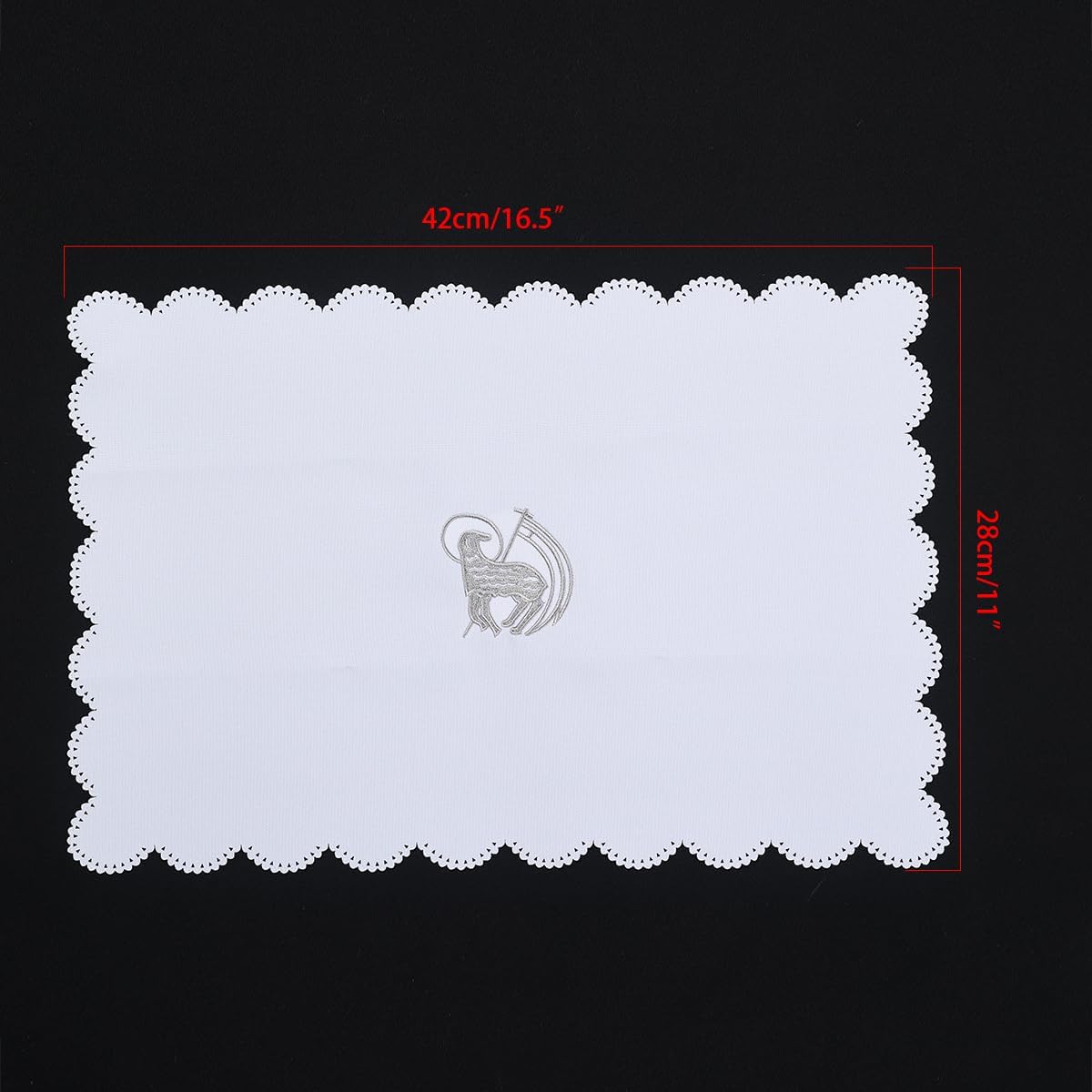 Church Mass Altar Cloth Purificator Cloth Cross Embroidery (White)