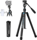 Traveler Air-T Carbon Fiber Travel Video Tripod, KV-5 Fluid Head, 61" | 1.33kg Lightweight, 360° Pan, -80° To 90°