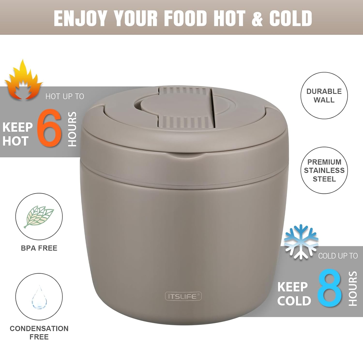 32oz Insulated Soup Thermo, Vacuum Stainless Steel Food Jar for Hot & Cold Food, Leakproof Wide Mouth Lunch Container
