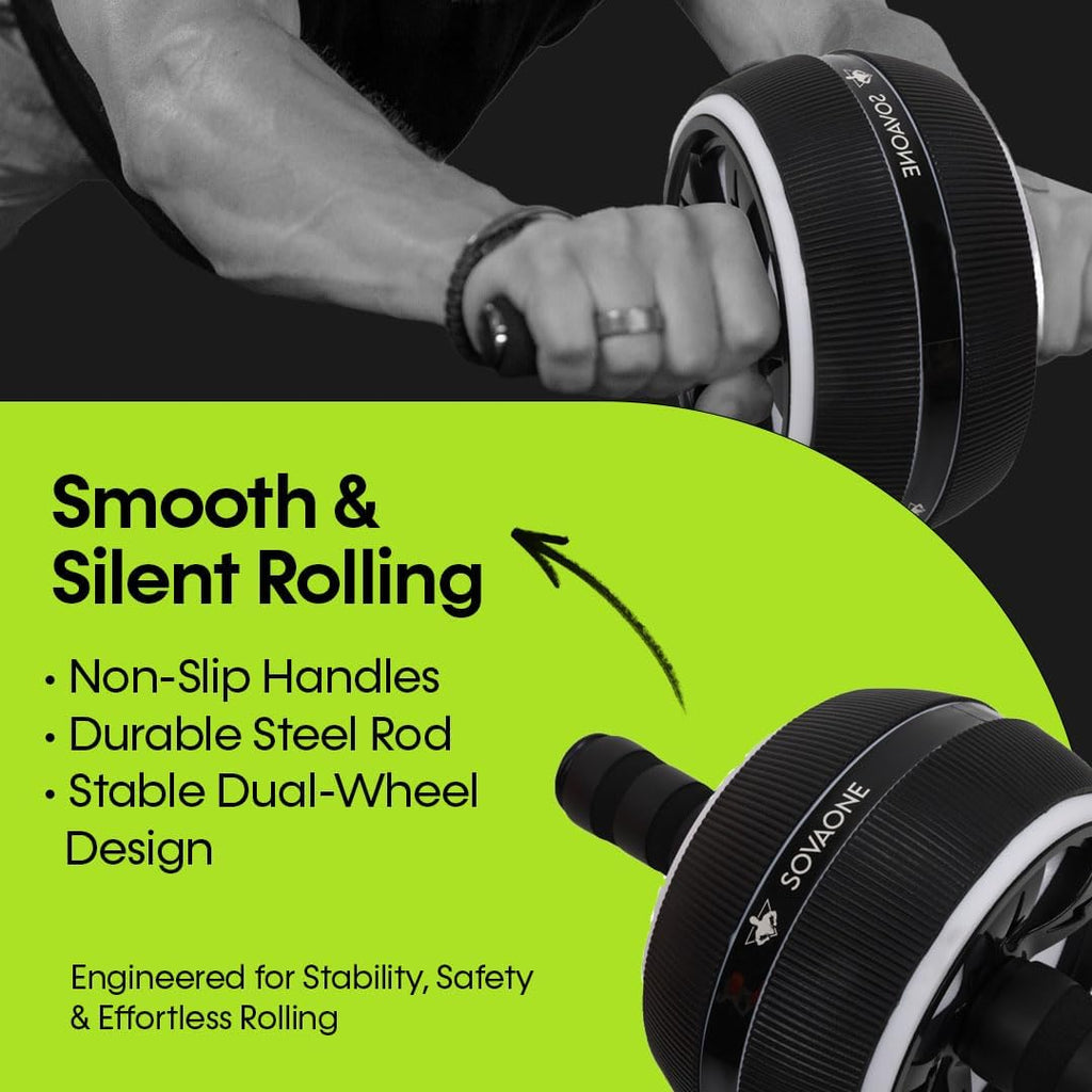 Ab Roller Wheel – 4-in-1 Ab Roller Kit with Knee Mat, Jump Rope & Resistance Band – Core & Abs Workout Equipment for