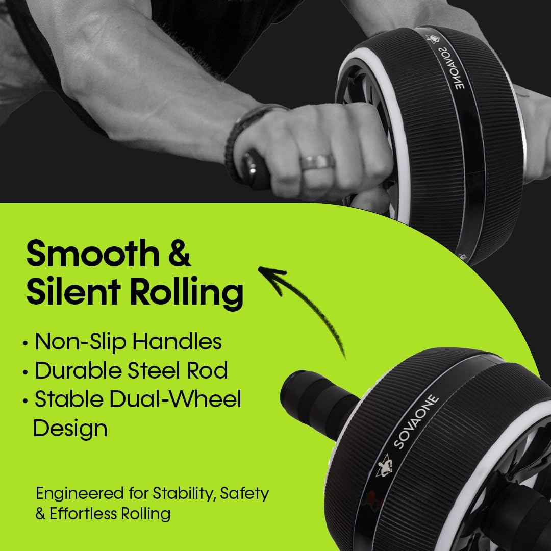 Ab Roller Wheel – 4-in-1 Ab Roller Kit with Knee Mat, Jump Rope & Resistance Band – Core & Abs Workout Equipment for