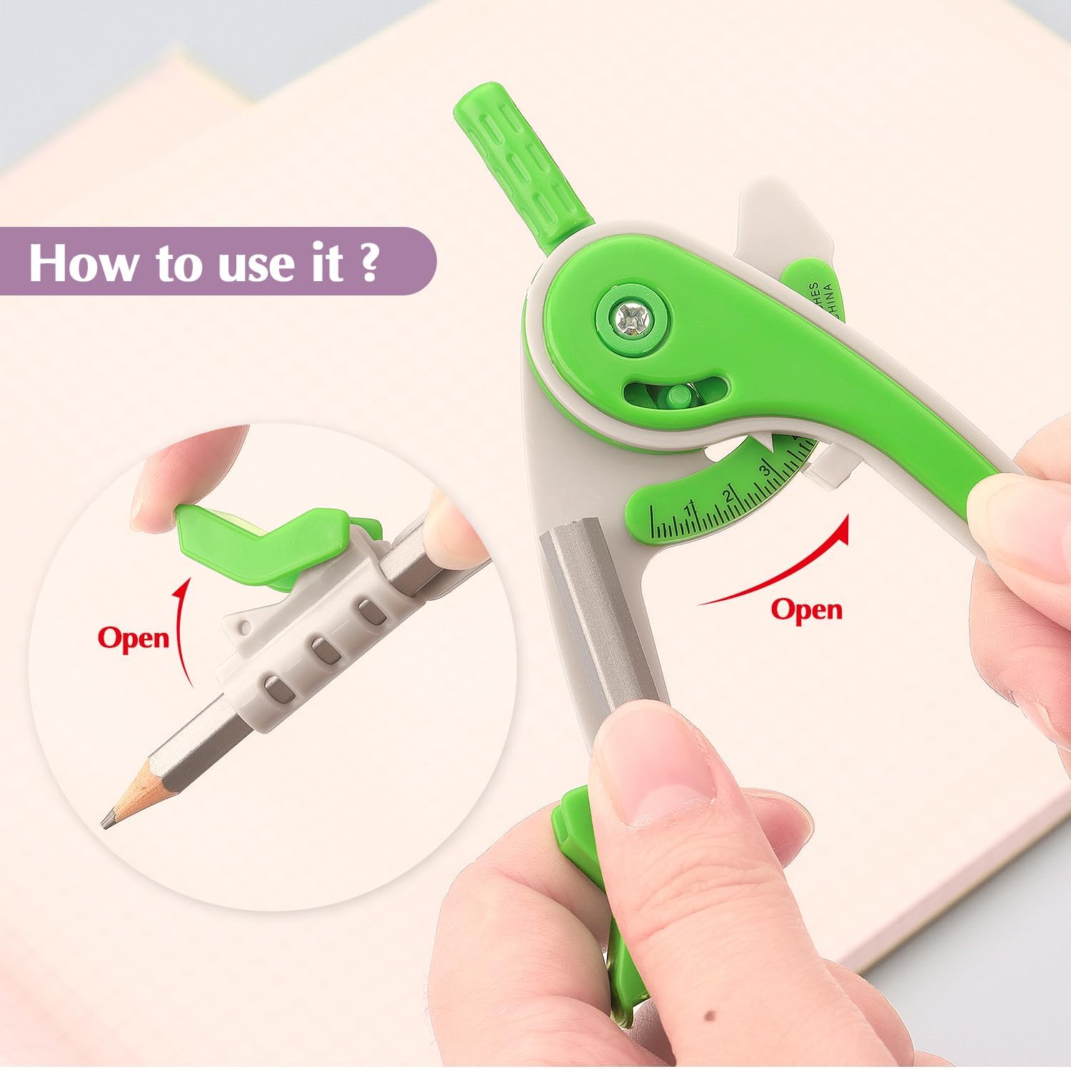 180-Degree Protractor and Compass Set 3 Colors | Precision drawing, 180° measurement, Student geometry