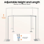 10FT Wedding Backdrop Stand, Adjustable 4-Post Canopy Chuppah Mandop Hardware Kit, Metal Arch Frame for Wedding