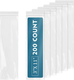 200 Pcs -3" x 11" Zip Bags 2 Mil Reclosable Zip Poly Baggies