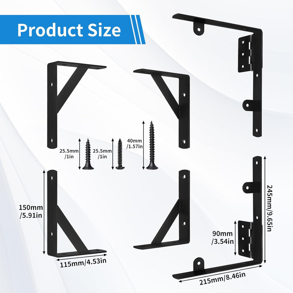 Fence Gate Kit Gate Hardware, Corner Brace Brackets Anti Sag Gate Kit Heavy Duty Gate Hardware for Wooden Fence,Shed