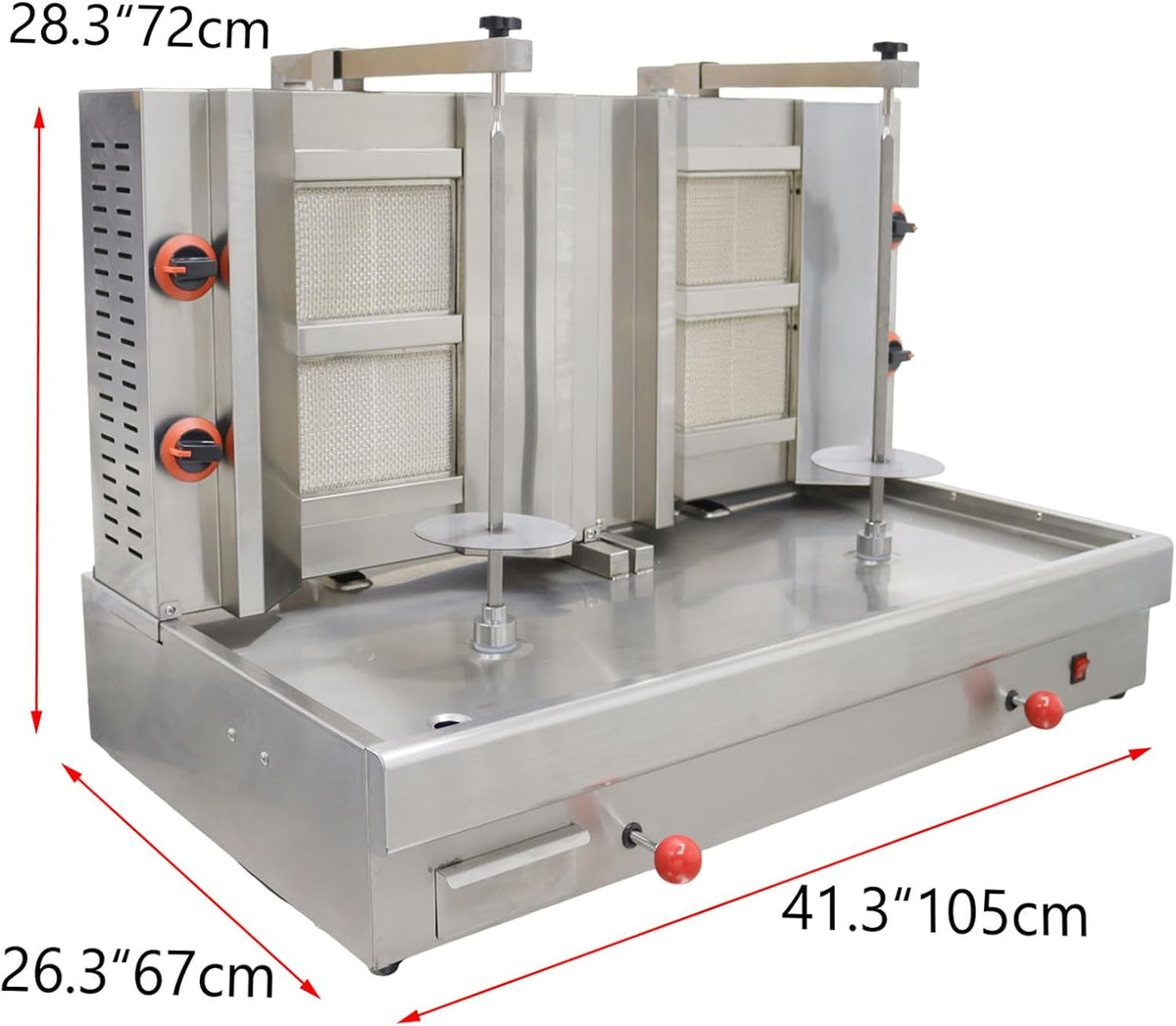 Gas Shawarma Grill Machine, 2 Burners x 2 Rotating Cook Station