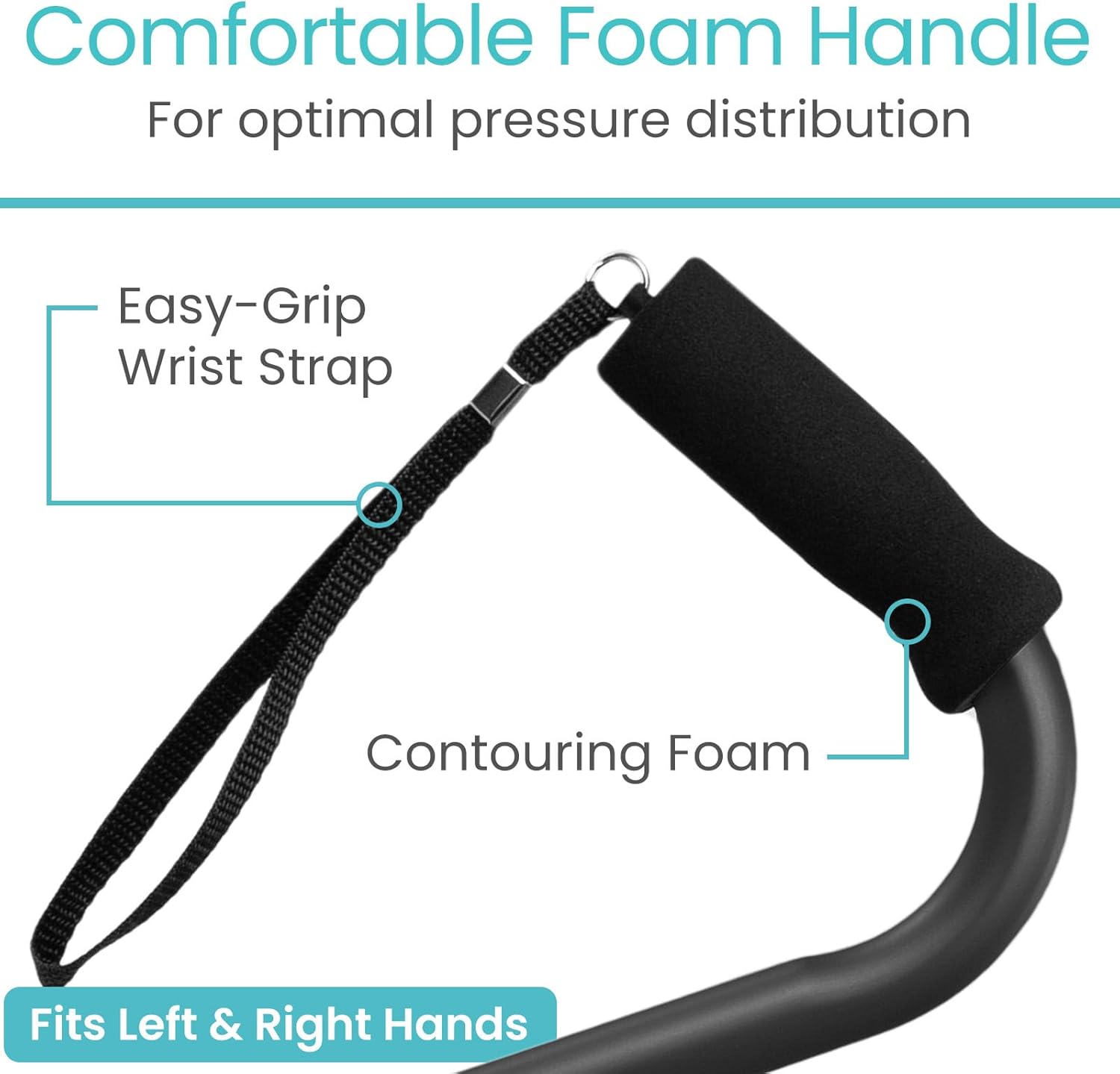 Offset Walking Cane with Comfort-Foam Handle - for Women, Men, Seniors - Lightweight & Adjustable Single Point