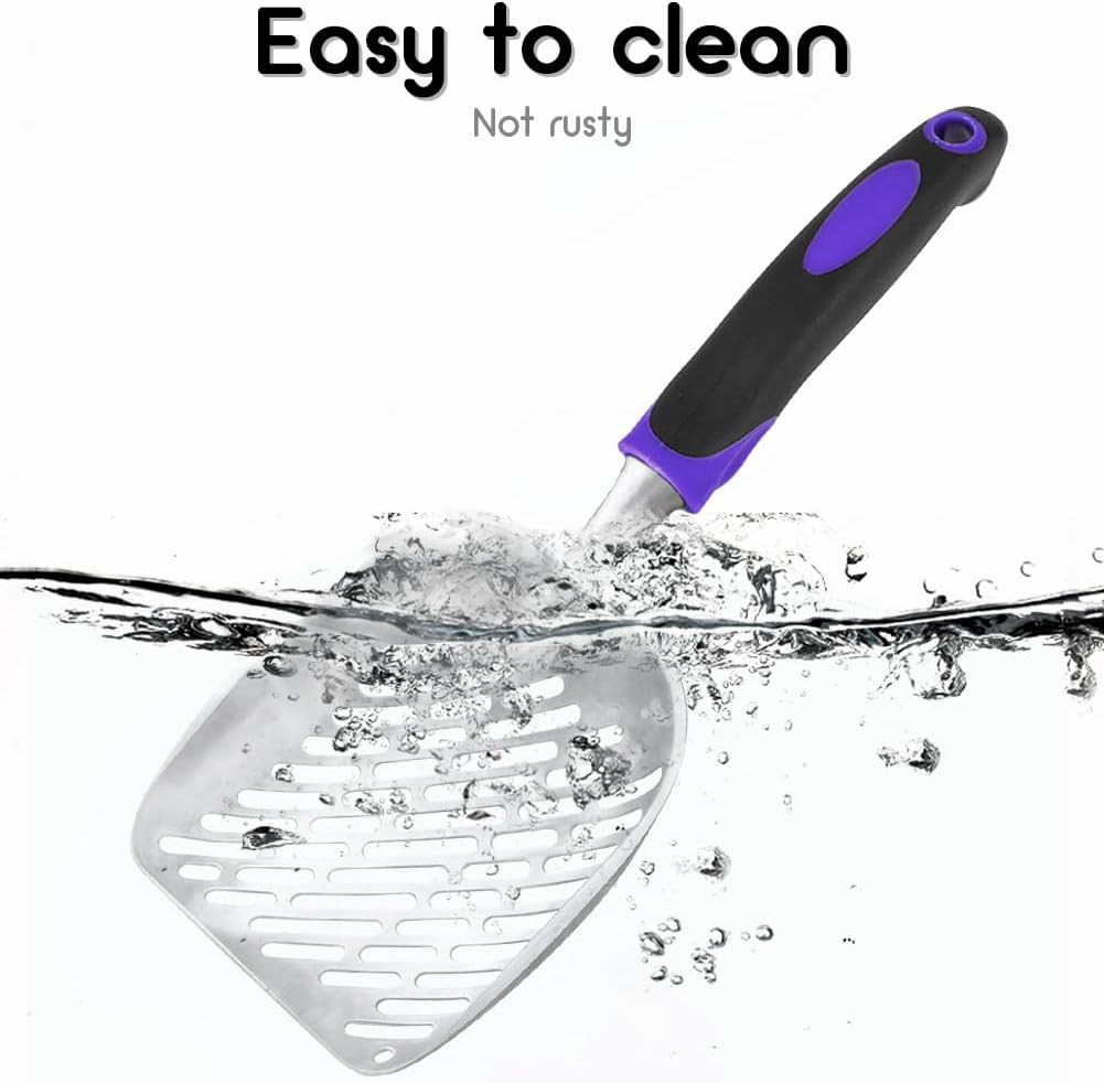 Cat Litter Scoop-Metal Cat Scooper-Long Handle Scoop,Cat Scooper-Poop Sifting-Mesh Shovel-Suitable for Cat Litter Box
