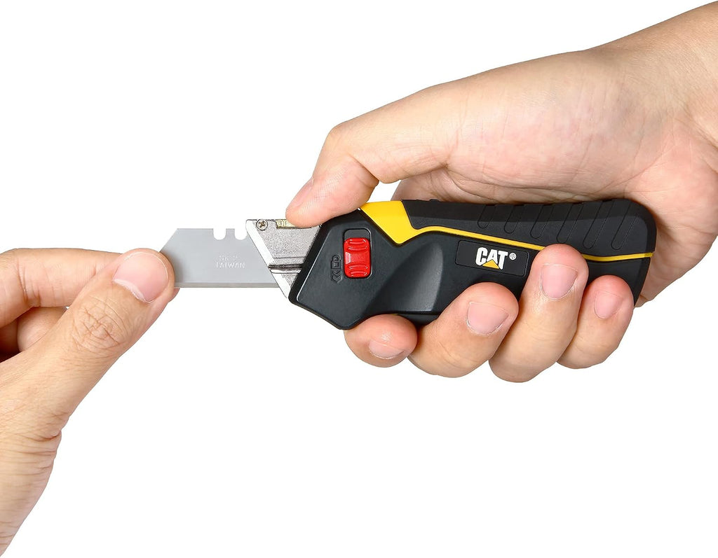 Utility Knife Box Cutter Self-Retracting, Squeeze to Extend, Release to Retract, Lock Open w/Switch, Ergo Handle w/ 3