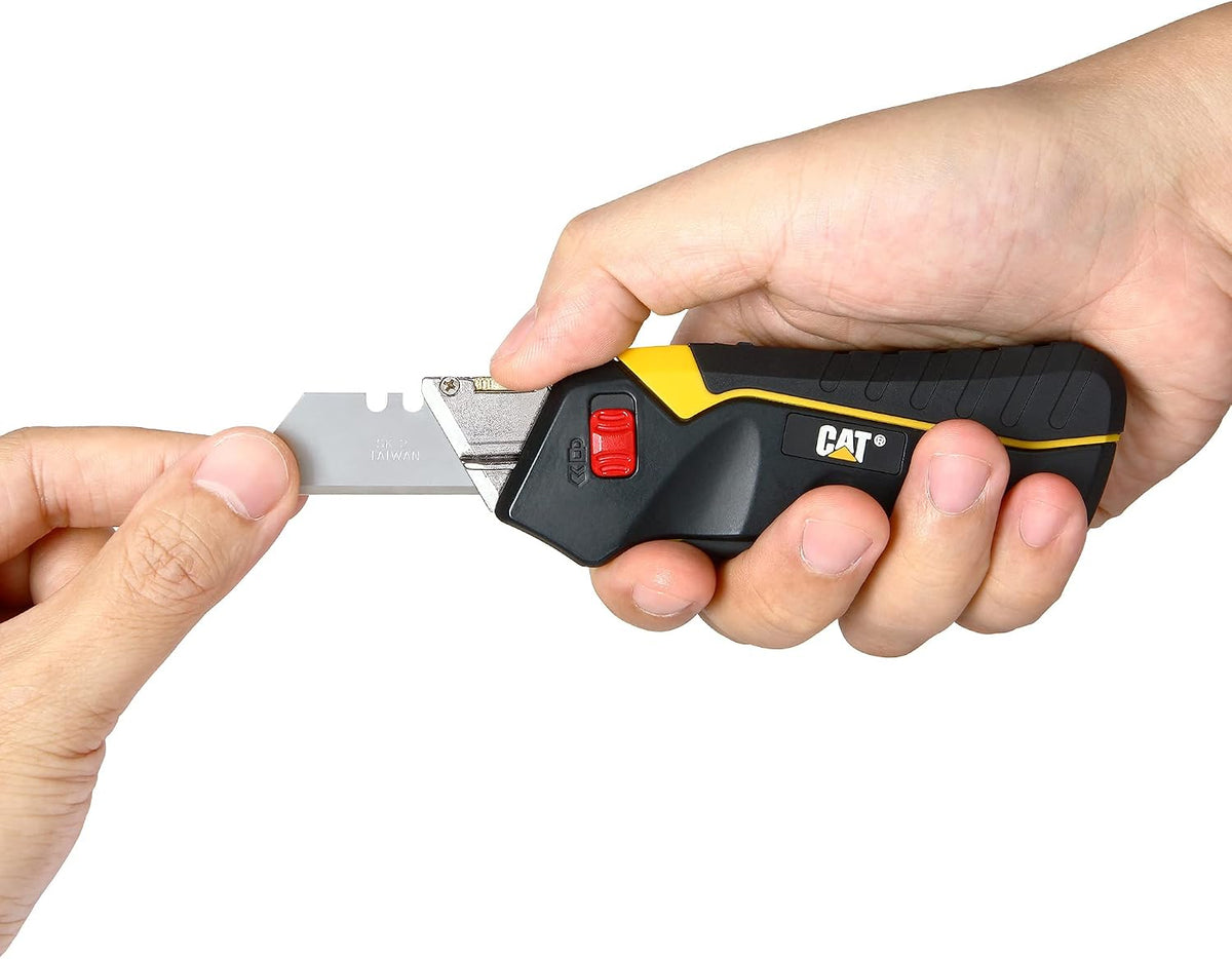 Utility Knife Box Cutter Self-Retracting, Squeeze to Extend, Release to Retract, Lock Open w/Switch, Ergo Handle w/ 3