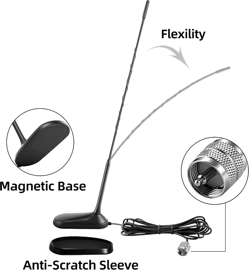 Magnetic Mount Low Profile 27MHz CB Radio Antenna Compatible with Uniden Cobra Midland President Mobile Handheld CB