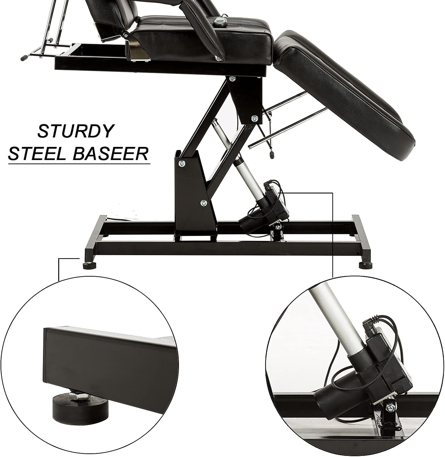 Electric Height Adjustable Tattoo Chair Massage Bed Black 0100