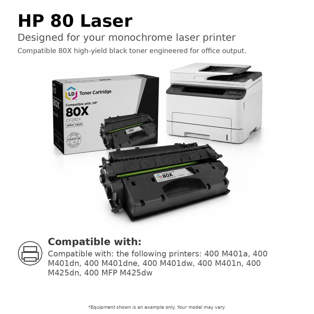 Products Compatible Replacement for HP 80X Toner Cartridge CF280X 80A CF280A High Yield (Black, Single-Pack) LaserJet