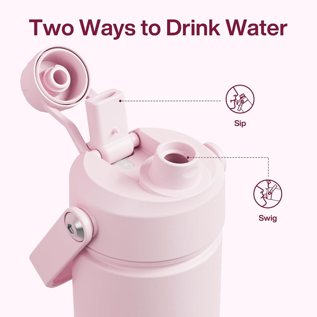 Insulated Water Bottle with Straw Stainless Steel Water Bottle, Leak-Proof, BPA-Free, Double Wall Vacuum Keeps Cold