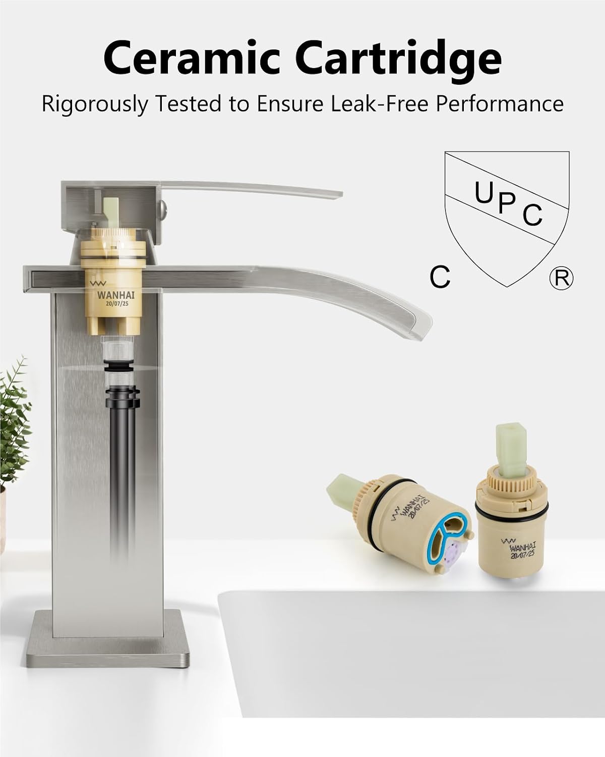 Brushed Nickel Waterfall Bathroom Faucet 1-Handle Vanity Faucet