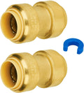SUNGATOR Straight Coupling, 3/4-Inch Push Fit PEX Fittings, Brass, 2-Pack
