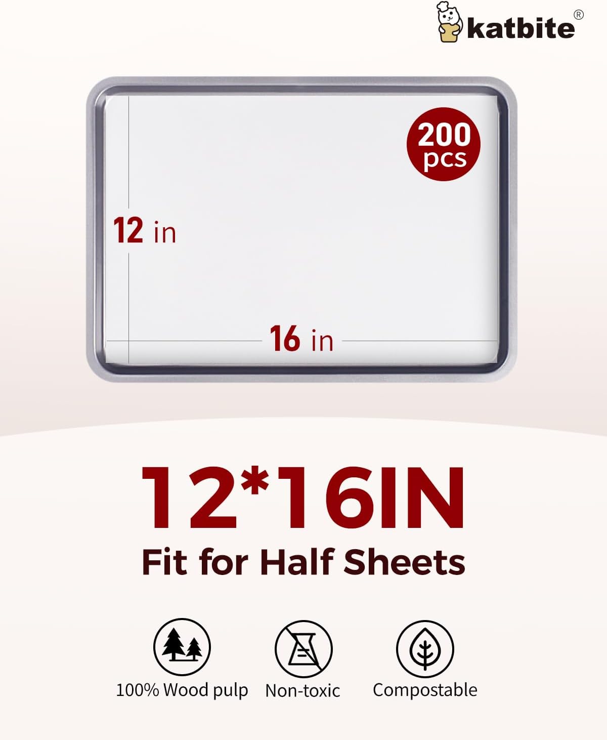 200 Pcs Parchment Paper Baking Sheets, 12x16 Inch, Heavy Duty