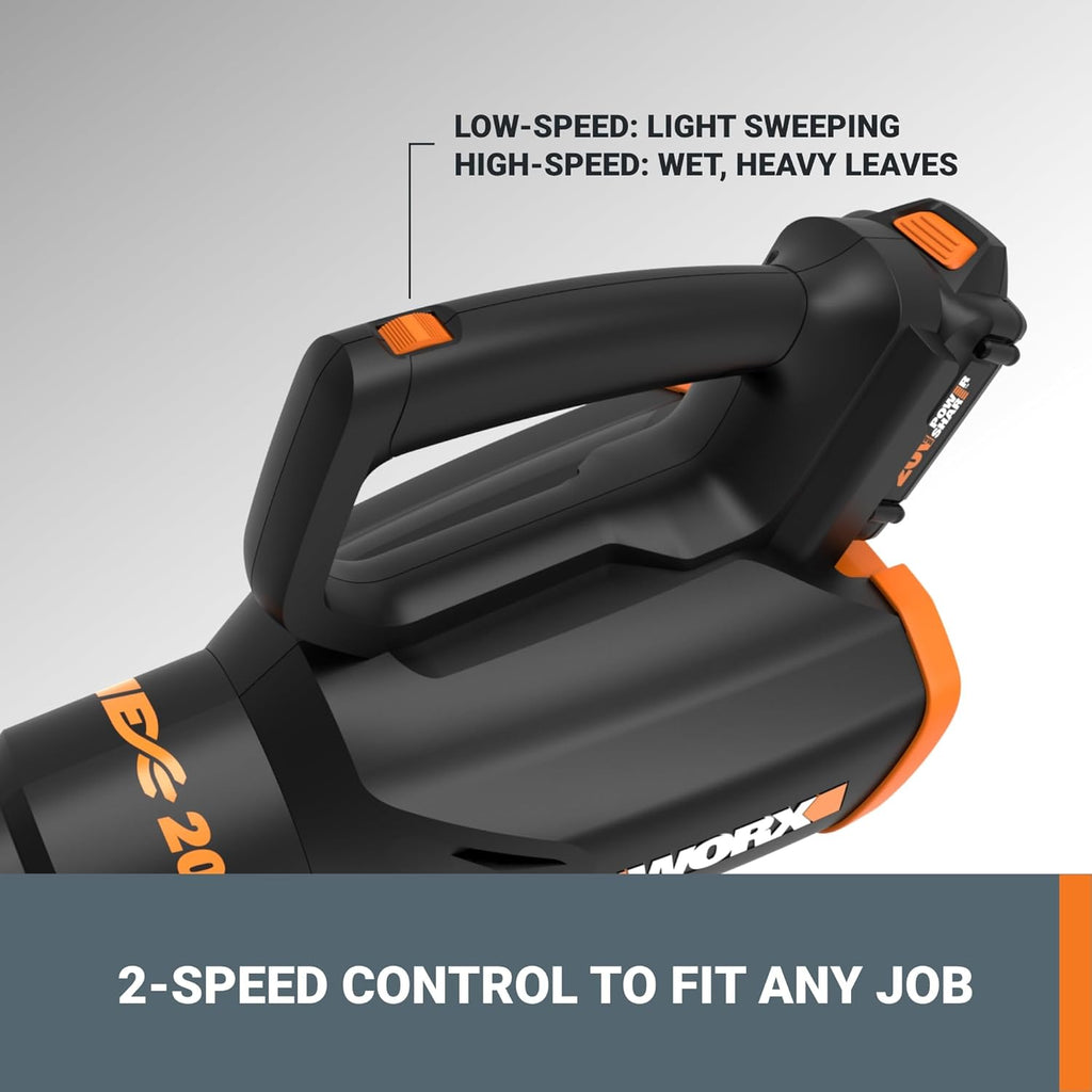 Cordless Leaf Blower, Electric Blower with Turbine Fan, Blowers for Lawn Care with 2 Speed Control, Battery & Charger