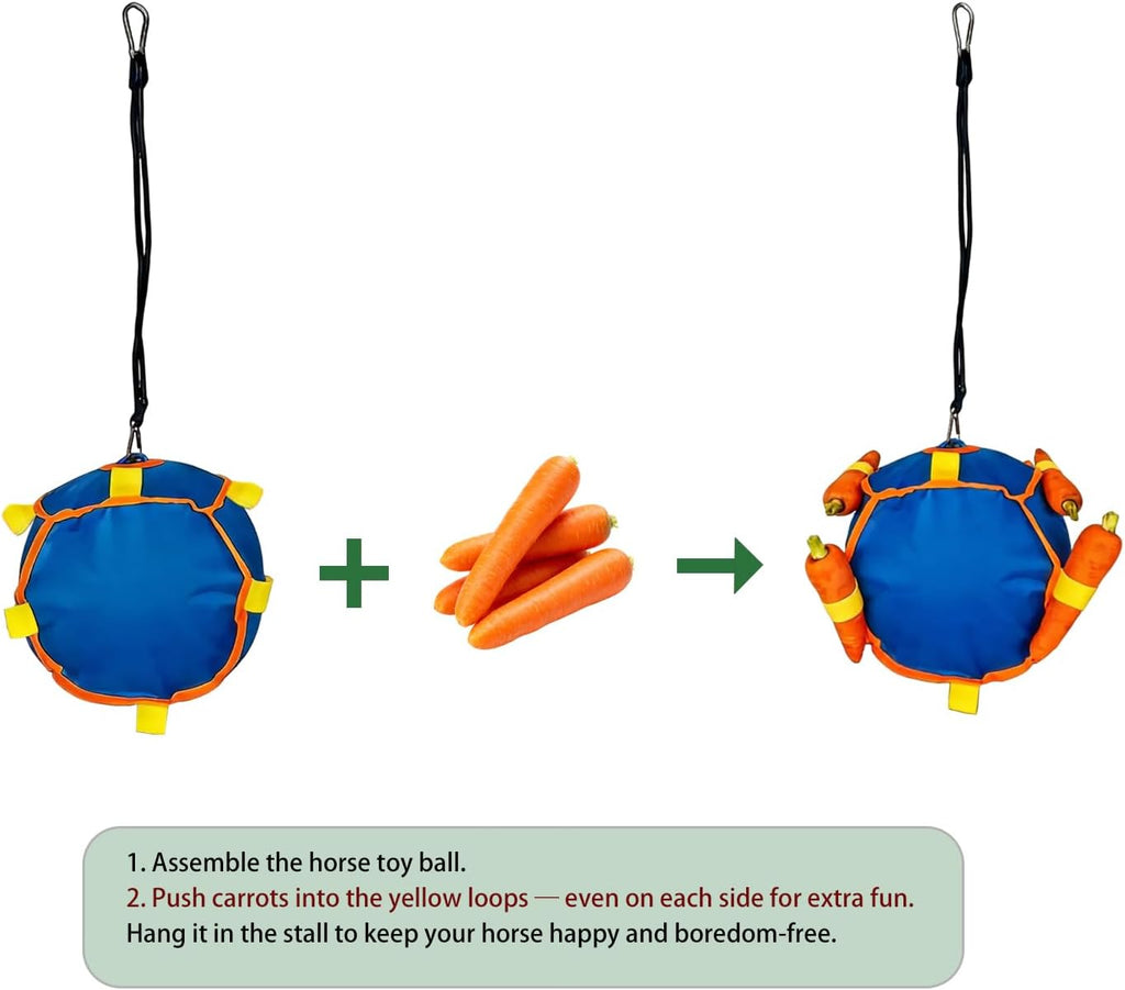 Horse Treat Ball | Carrot Feeder Toy for Boredom Relief & Play | Insert Carrots for Enrichment, Blue or Green Jolly