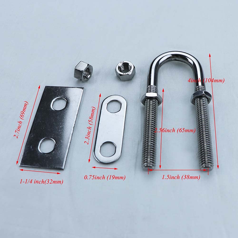 4 Inch Stainless Steel Marine Boat Stern Bow Eye Tie Down U Bolt (2PCS)