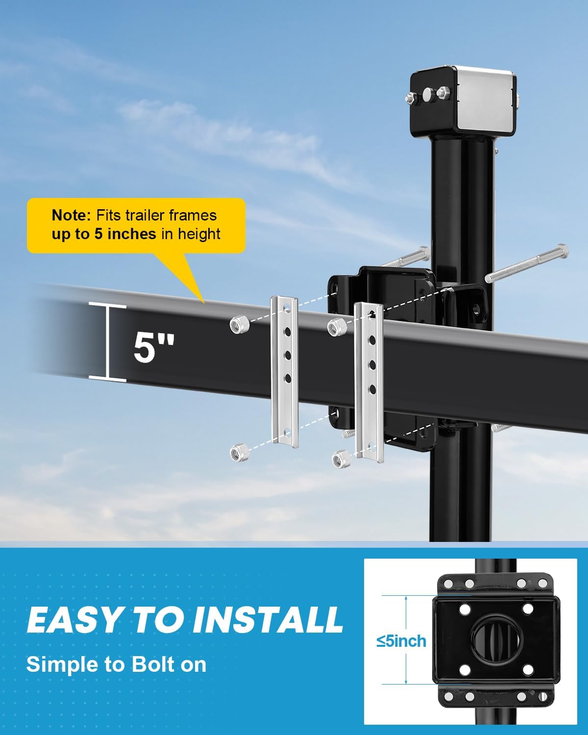 2000 lbs Trailer Jack, Dual Wheel, 20-24V Cordless Drill Compatible