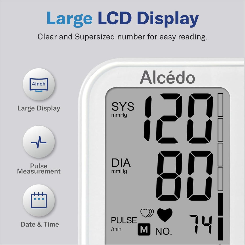 Blood Pressure Monitor for Home Use, Automatic Digital BP Machine with Large Cuff for Upper Arm, LCD Screen, 2x120