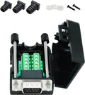 DTech DB9 Breakout Connector, Male RS232 Serial Adapter, Solderless Module Board with Screw Terminals, Case, Long Bolts, Tail Pipes