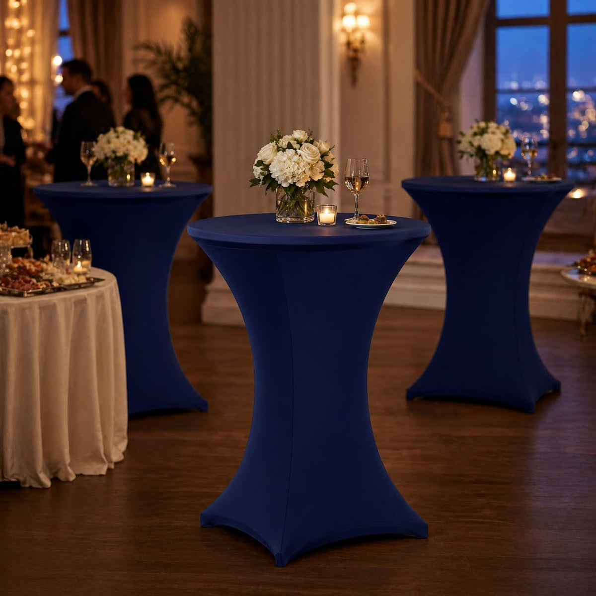 Cocktail Table Covers - 2 Pack 32x43 Inch Table Cloth - Navy Blue